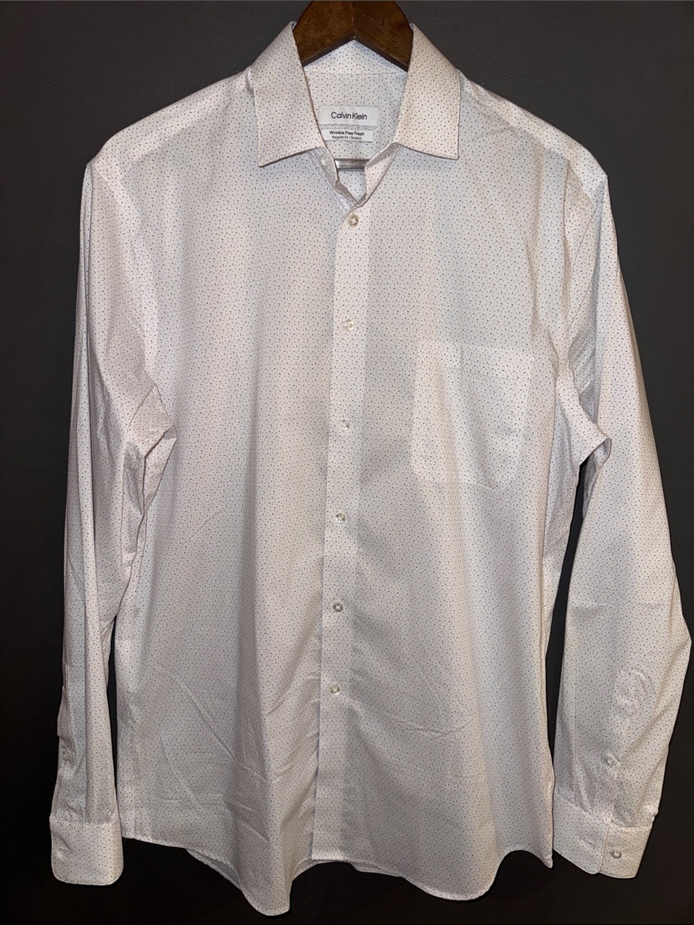 Calvin Klein Men's White Subtle Dot Dress Shirt